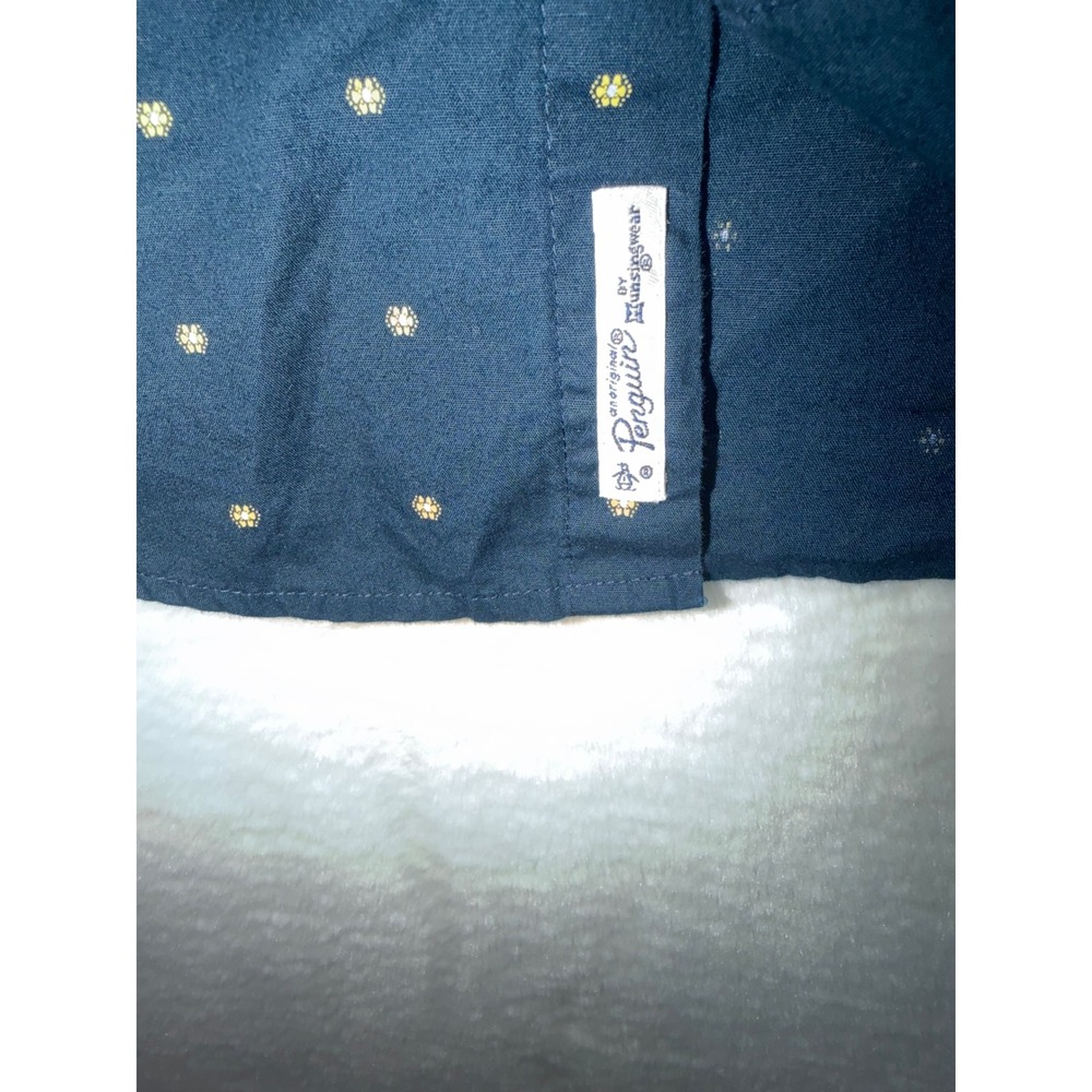 Original Penguin Mens‎ Heritage Slim Fit Short Sleeve Button Down Shirt Navy M - Picture 3 of 10